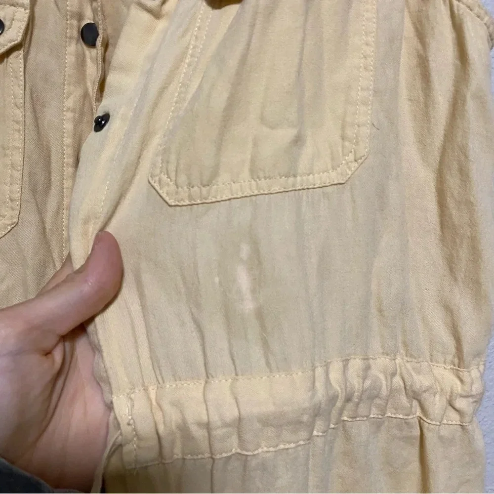 Free People Pale Yellow Button Front Tie Waist Vest Jacket